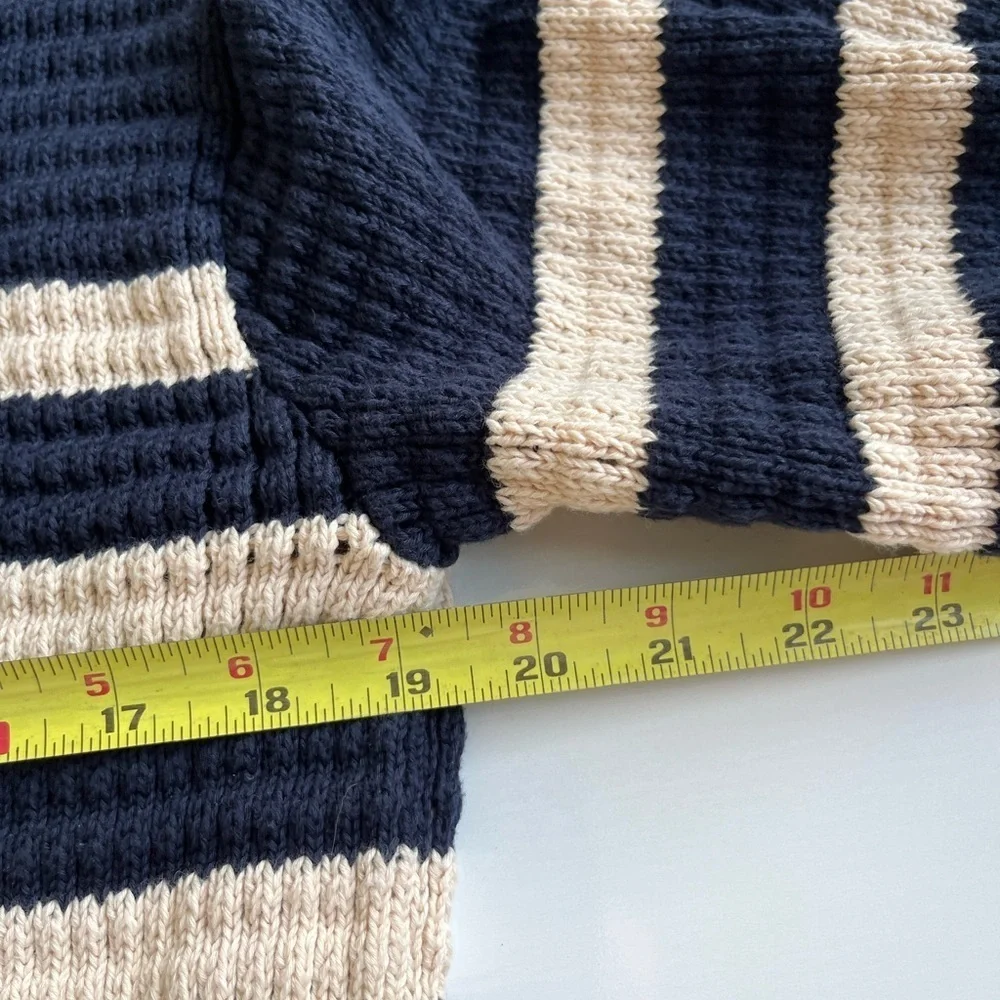 J. Crew Navy and Cream Striped Crew Neck Sweater- knit